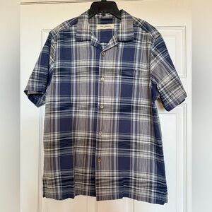 Tommy Bahama men’s short sleeve button down casual shirt blue plaid size M